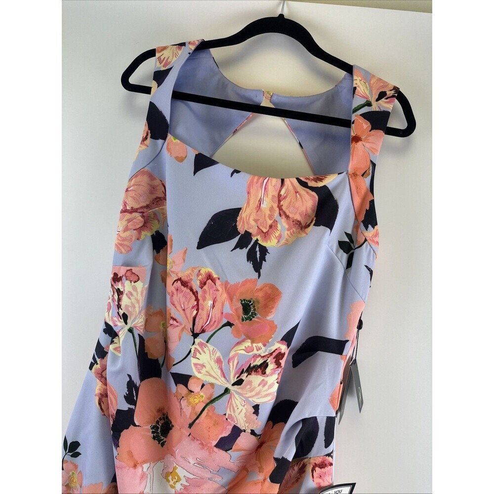 Adrianna‎ Papell Dress Maxi Mermaid Opal Coral Print Crepe Gown Tags Womens 14 - Picture 4 of 16